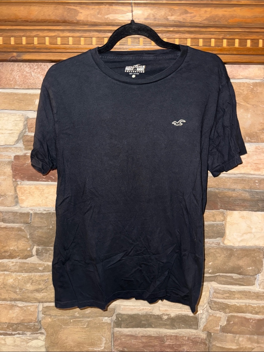 Hollister Black Short Sleeve Crewneck Tee with Subtle Logo